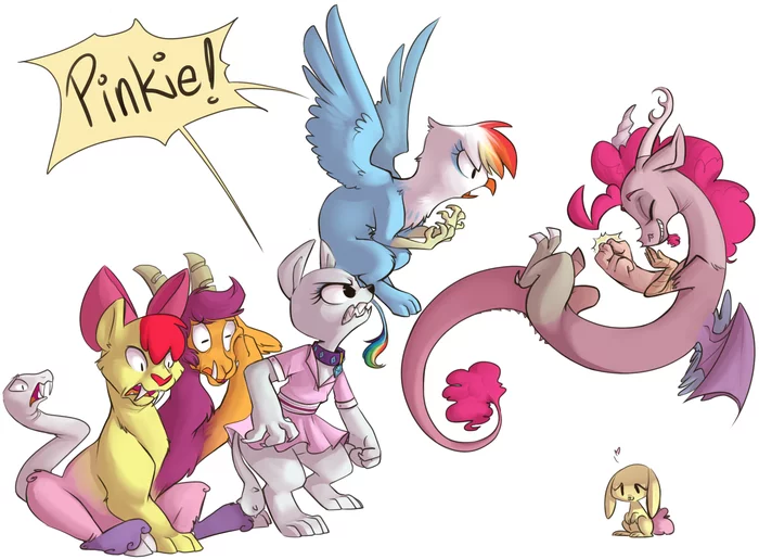 Pinky's Funny Joke - My little pony, PonyArt, Fluttershy, Applebloom, Scootaloo, Rarity, Rainbow dash, Pinkie pie, Sweetie belle