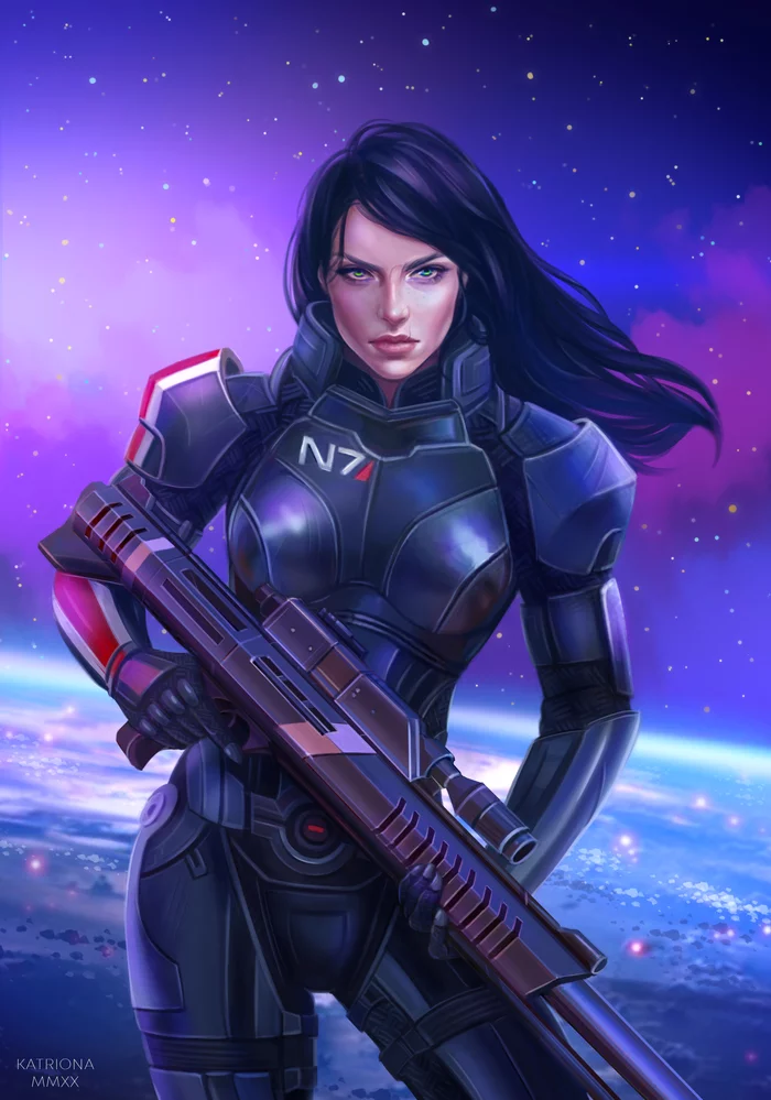 Mass effect Commander Shepard - My, , Mass effect, Games, Computer games, Computer graphics, Illustrations, Fan art, Fantasy