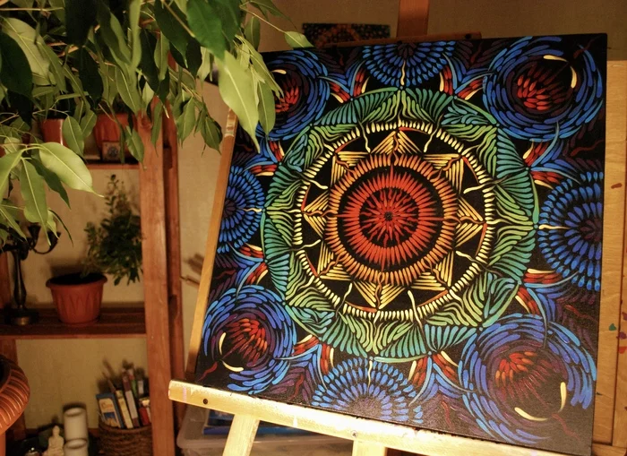 Peace and health to everyone - My, Acrylic, Drawing, Mandala, Geometry, Fractals