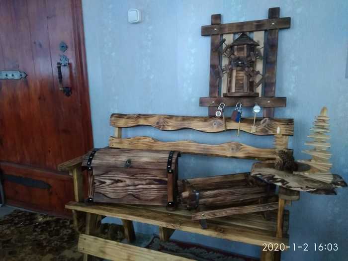 Woodwork made by my dad - My, Wood products, Bench, Housekeeper, Mill, Barrel, Handmade, , Interior, Longpost