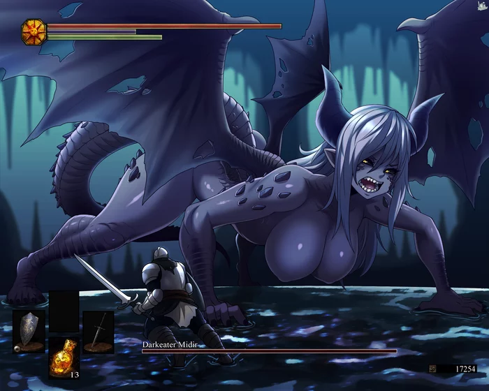 Darkeater Midir - NSFW, Jmg, Арт, Dark Souls, Monster Girl, Dark Souls 3, Хуманизация, Аниме, Anime Art