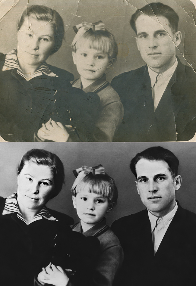 Restoration of family photos - My, Photoshop, Photo restoration, Old photo, Retouch, Нейронные сети, Longpost