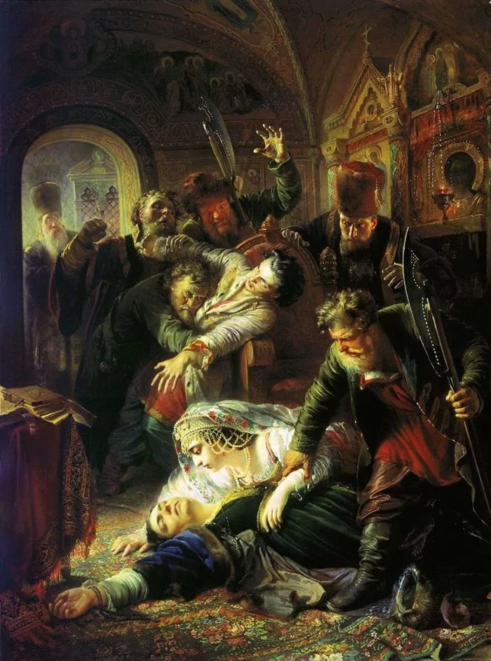 Agents of Dmitry the Pretender kill the son of Boris Godunov - Painting, Story, Time of Troubles, Boris Godunov