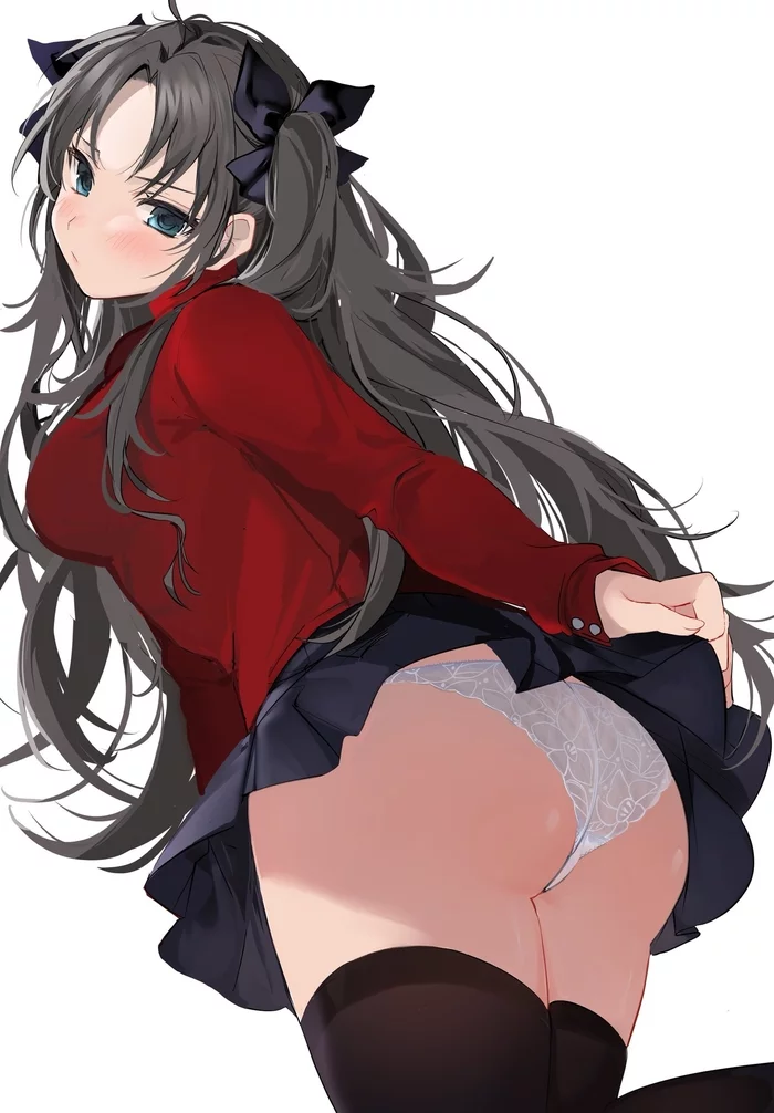 Рин - NSFW, Аниме, Anime Art, Fate, Fate-Stay Night, Tohsaka Rin, Панцу, Попа