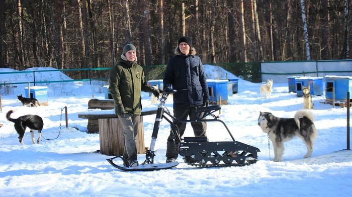 Snowbike in the sled dog village Silver of the North - My, Husky, Dog sled, Snowmobile, Snowbike, All-terrain vehicle, Video, Longpost