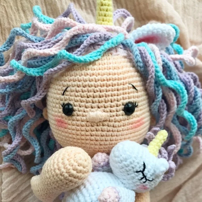 Unicorn x2 - My, Needlework without process, Crochet, Knitted toys