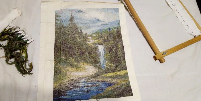 Golden Fleece Waterfall - My, Cross-stitch, Golden Fleece, Waterfall, Hobby, Needlework