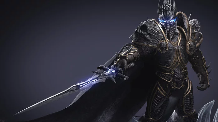 Lich King - Art, Fan art, Arthas Menethil, Lich King, Death Knight, Longpost, 3D, World of warcraft