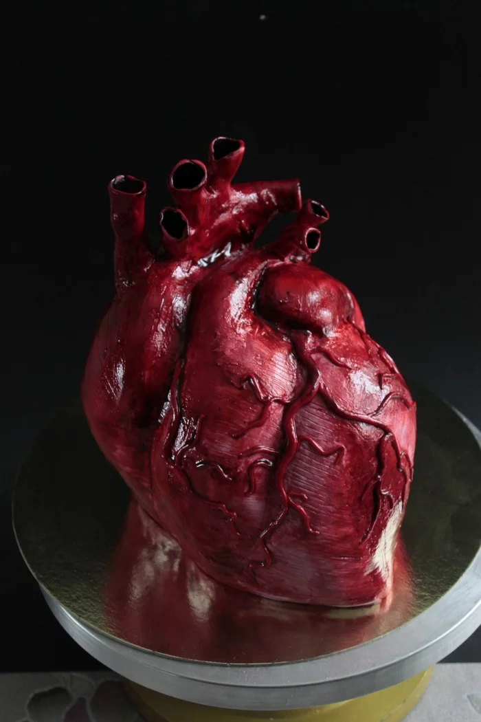 Horror cakes. Heart 3.5 kg - My, Cake, Heart, Anatomy, Horror, Creation, Darkness, Longpost