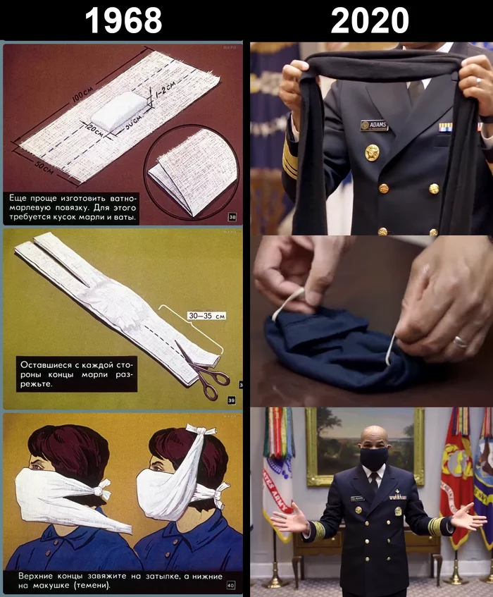 The US Surgeon General showed how to make your own mask - It Was-It Was, Mask, With your own hands, Spanish shame