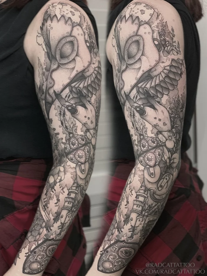 My lovely work - My, Tattoo, Plague Doctor, Girl with tattoo, Longpost