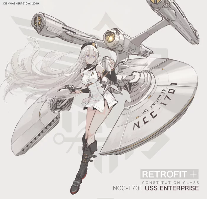 Enterprise Retrofit (Azure Lane crossover) - Art, Anime art, Azur lane, Enterprise, , Crossover, Dishwasher1910, Humanization, Enterprise azur lane, Starship Enterprise, Enterprise (Azur Lane)