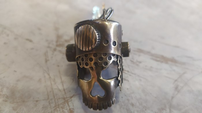Key holder skull - My, Steampunk, Steampunk art, Scull, Homemade, With your own hands, Video, Longpost, Housekeeper