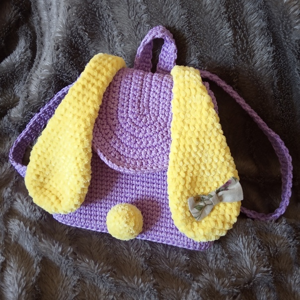 Backpack with ears - Backpack, Yarn, Knitting, Needlework with process, Needlework, Ears, Rabbit, Tail, Longpost