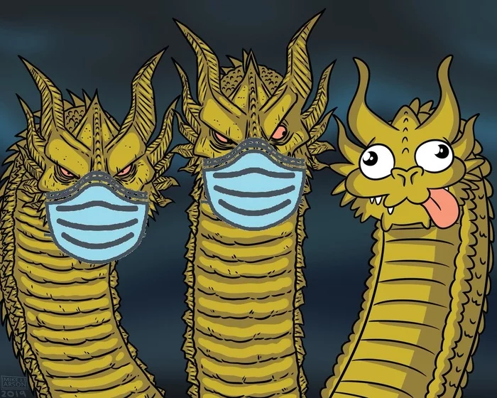 Current Ghidorah meme - King Ghidorah, Mask, Quarantine, Coronavirus, Medical masks