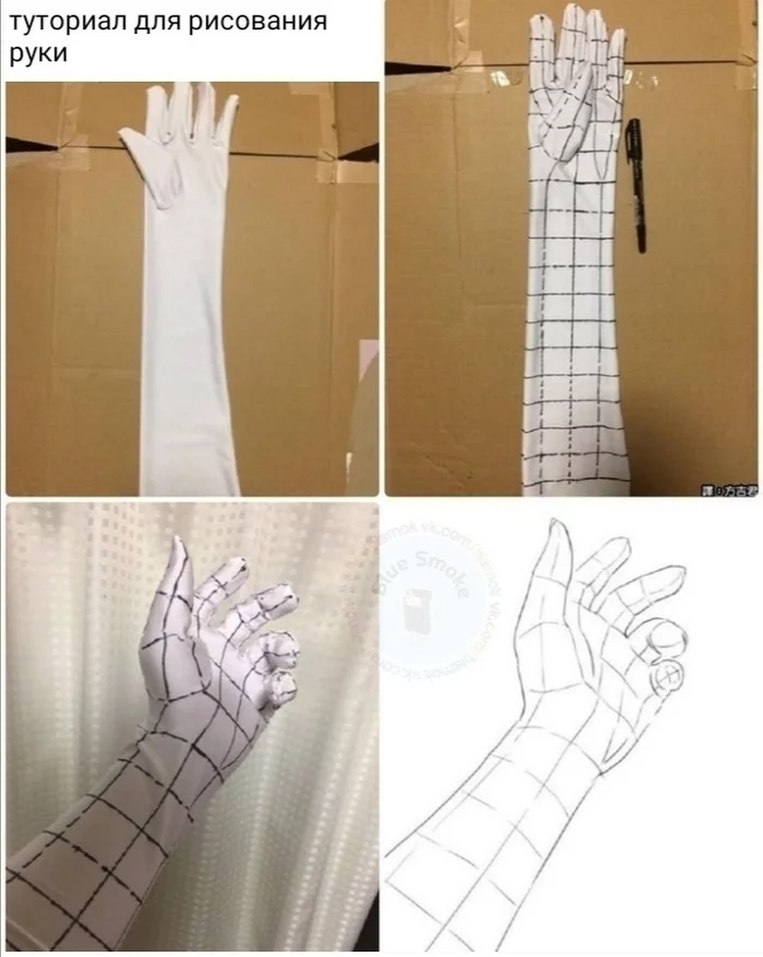 A little trick for learning how to draw a hand - Life hack, Art, Arms, Painting, Gloves