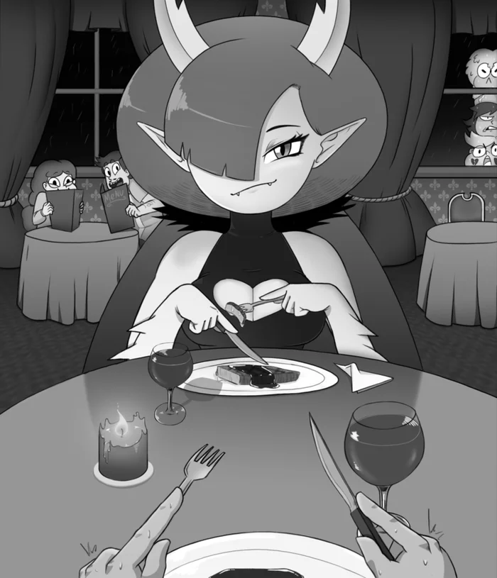 Star vs the Forces of Evil.Art (Dinner) - Star vs Forces of Evil, Cartoons, Art, Marco diaz, Star butterfly, Janna Ordonia, Hekapoo