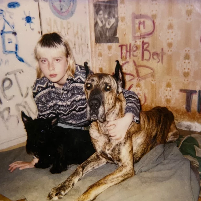 Essay on the topic “Old photo” - Childhood of the 90s, 90th, My, Dog, Scotch Terrier, Great Dane, Dogs and people, Old photo