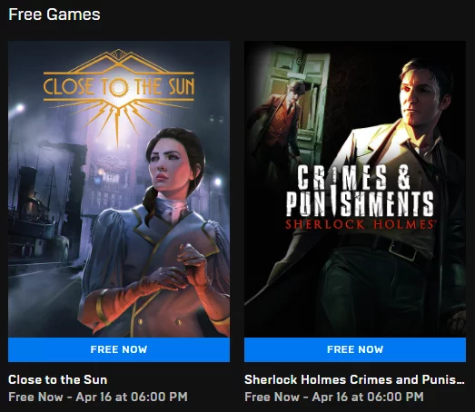 Sherlock Holmes: Crimes and Punishments /Close To The Sun - Epic Games Store - Freebie, Epic Games, Sherlock Holmes