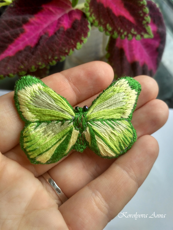 Butterfly Brooches - My, Brooch, Embroidery, Needlework, With your own hands, Decoration, Butterfly, Longpost, Needlework without process