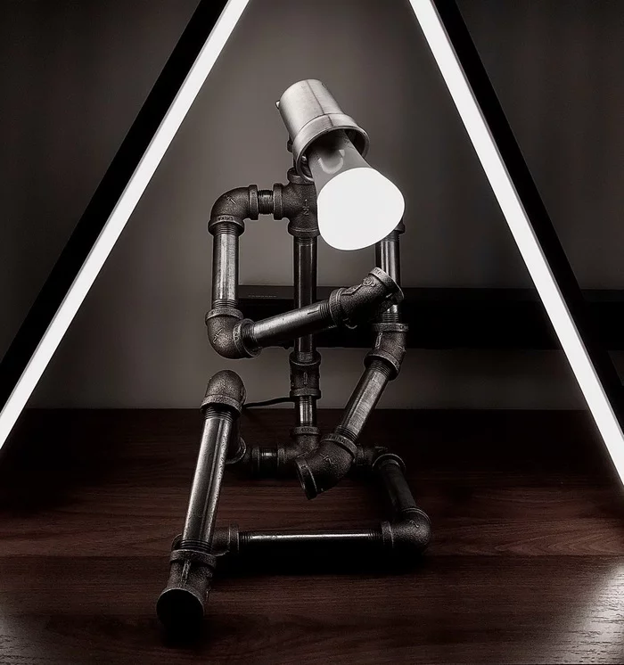 I love this homemade lamp - Лампа, Desk lamp, Homemade, Robot, From the network, Pipe