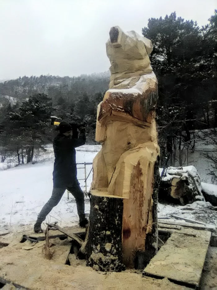 Резьба бензопилой.Медведь (этапы) Резьба по дереву, Деревянная скульптура, Изделия из дерева, Арт, Длиннопост