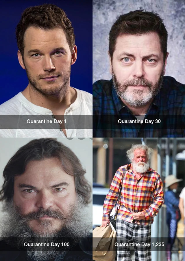 Levels of self-isolation - Coronavirus, Self-isolation, Beard, Actors and actresses, Jack Black, Quarantine