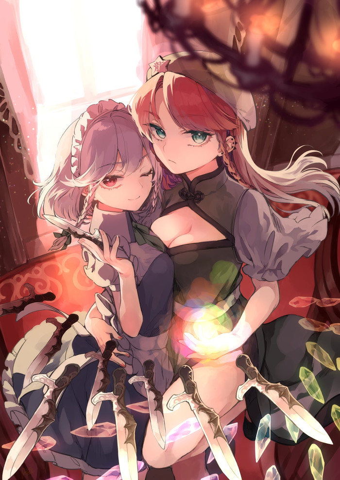 Sakuya and Meiling Touhou, Hong Meiling, Izayoi Sakuya, , Anime Art