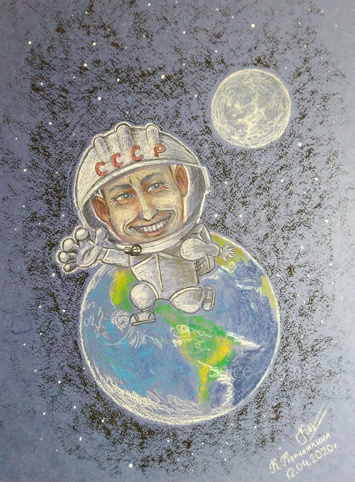Cartoon for Cosmonautics Day - My, Cartoon, Caricature, Portrait, Portrait by photo, Stylization, 