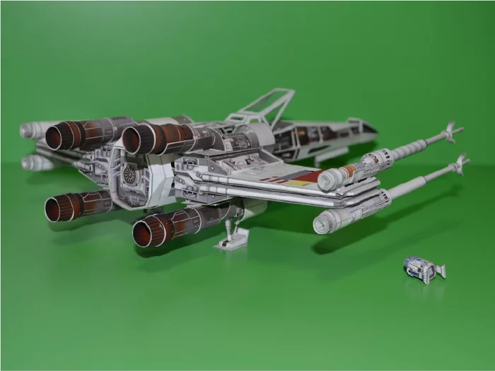 Звёздный истребитель T-65 «X-wing» - Моё, Papercraft, Да пребудет с тобой сила, Star Wars, Времяпрепровождение, R2-D2, Космос, Длиннопост