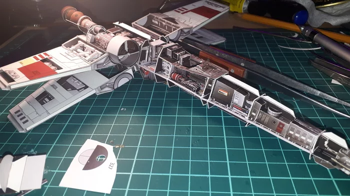 Звёздный истребитель T-65 «X-wing» - Моё, Papercraft, Да пребудет с тобой сила, Star Wars, Времяпрепровождение, R2-D2, Космос, Длиннопост