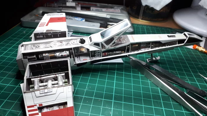Звёздный истребитель T-65 «X-wing» - Моё, Papercraft, Да пребудет с тобой сила, Star Wars, Времяпрепровождение, R2-D2, Космос, Длиннопост