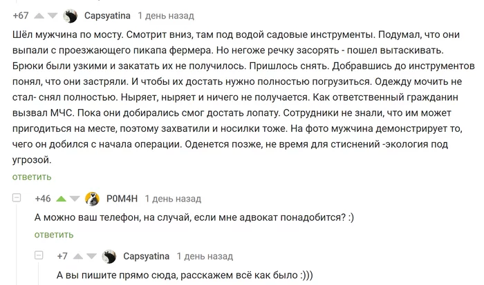 Ответ на пост «Загадочные обстоятельства» - Белая горячка, МЧС, Неадекват, Сумасшествие, Вода, Комментарии на Пикабу, Скриншот, Ответ на пост