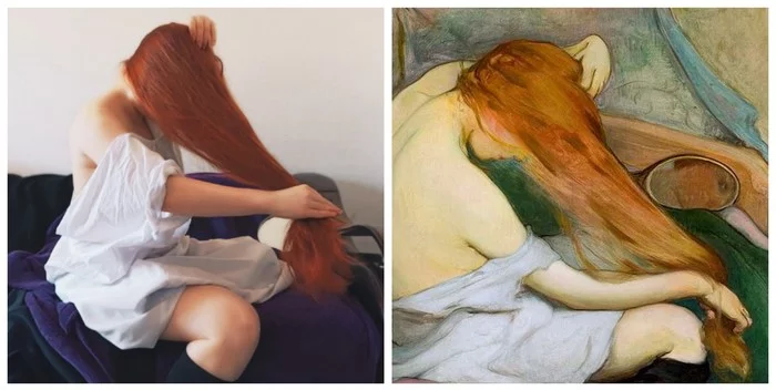 Woman combing her hair - My, Insulation, Imitation, Long hair, Redheads