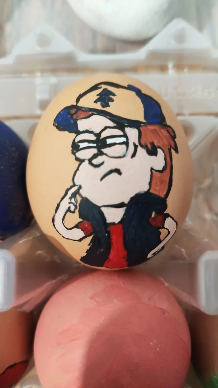 Traditional egg painting - My, Eggs, Gravity falls, Dipper, Stanford, Bill cipher, Longpost, Easter eggs, Dipper pines