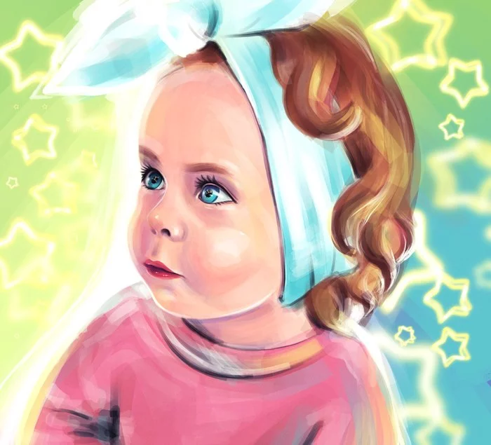 Baby - My, Pencil drawing, Art, Drawing on a tablet, Computer graphics, Portrait, Painting, Children
