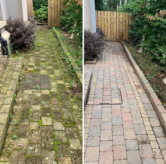 A pressure washer can work wonders. - High pressure washer, Paving stones, Purity, Longpost, Before and after, It Was-It Was