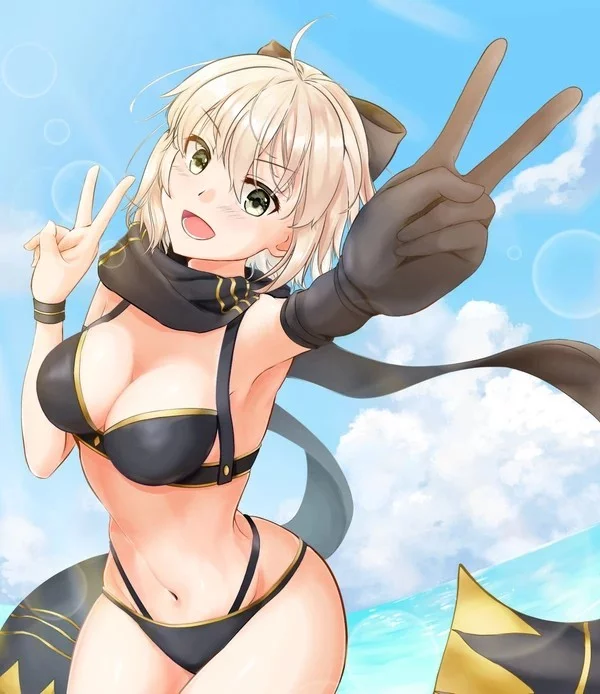 Okita - NSFW, Anime, Art, Anime art, Fate, Fate grand order, Okita souji, Swimsuit