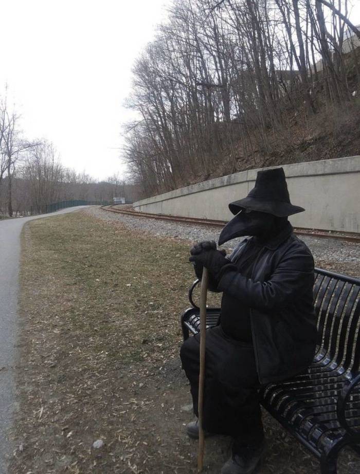 Reminds me of the beginning of the mise-en-scene at the Patriarchs... - The male, Benches, Plague Doctor, Beak, , Men