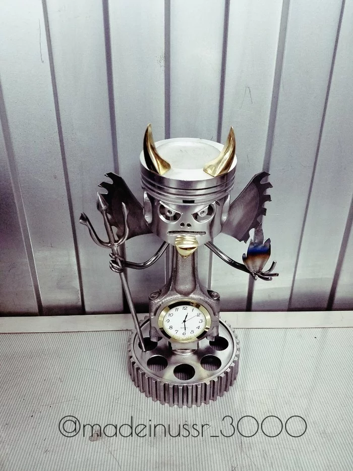 Hell of a soton! - My, Clock, Garage, Welding, Devil, Demon, Crafts, With your own hands, Needlework without process, Video, Longpost