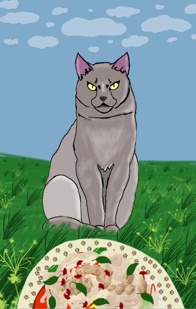 I ordered Whiskas! - My, cat, Drawing, Spaghetti