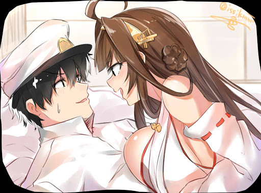 Kongou and the Admiral (artist: Isshiki (ffmania7)) - NSFW, Kantai collection, Anime, Anime art, Admiral, Kongou, Sugoi dekai, Longpost