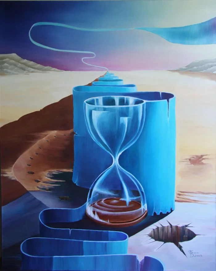 Moses clock - My, Oil painting, Surrealism, Modern Art