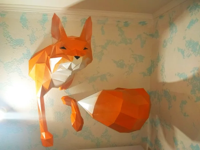 Fox papercraft - My, Fox, Papercraft, Hobby, Longpost, Paper, Self-isolation