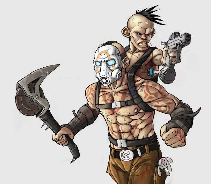 Borderlands Psycho and Tink - My, Borderlands, Borderlands 2, Borderlands 3, Drawing, Art