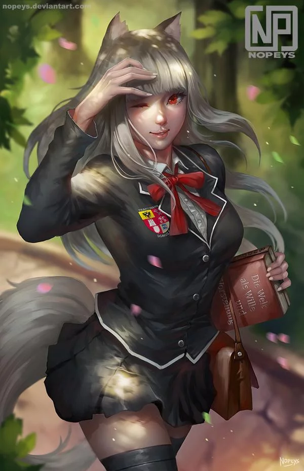 Myuri - Anime, Art, Anime art, Animal ears, Myuri, School uniform, Nopeys, Wolf and Parchment, Dobutsu