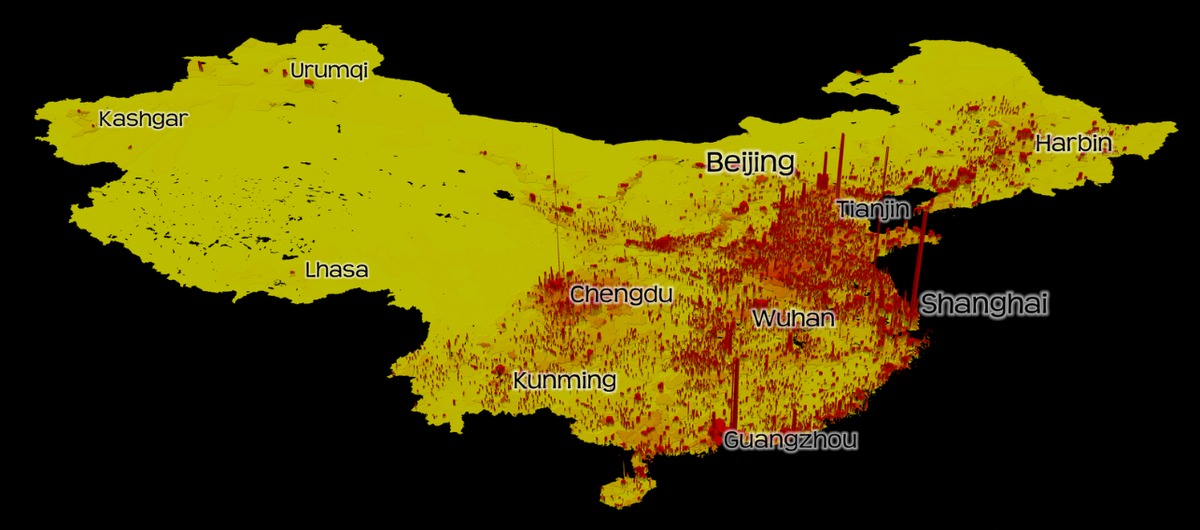 Плотность китая. Демографическая карта Китая. Карта демографии Китая. Плотность населения Китая. 3д карта плотности населения.