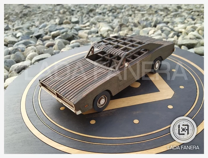 Dodge Charger 1969 made of wood - My, Laser cutting, Lasercut, Plywood, Pencil holder, Auto, Video, Longpost, Needlework without process