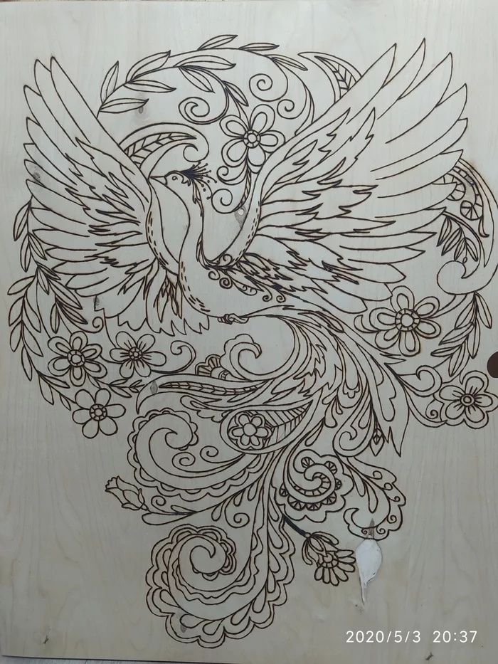 Well, here I am, doing it. Woodburning - My, Needlework, Longpost, Needlework with process, Pyrography, Firebird