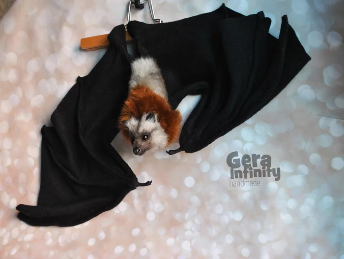 Flying fox - My, Bat, Author's toy, Polymer clay, Needlework without process, Longpost
